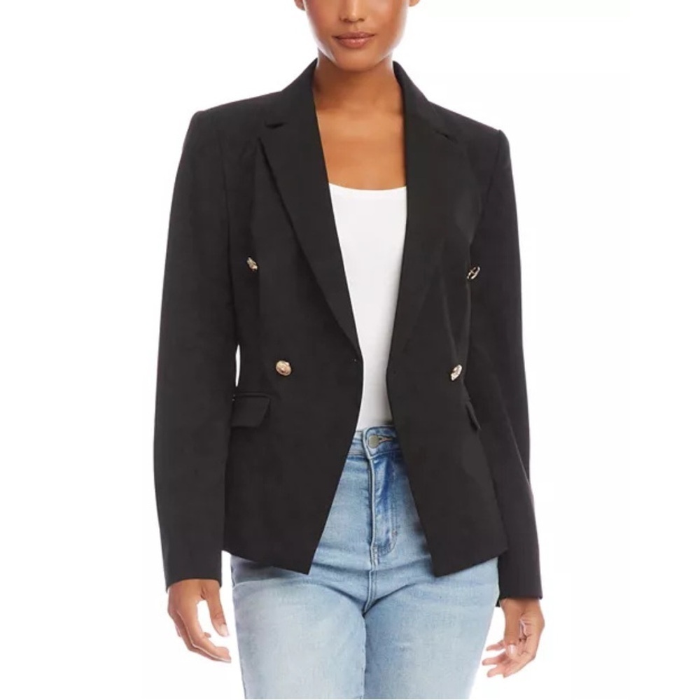 Karen Kane Double Breasted Black Blazer NWT Gold Button Peak Lapel Tailored - Picture 2 of 5